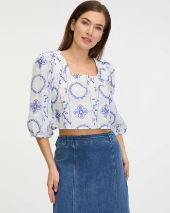 Bluza crop cu maneci bufante Mabel
