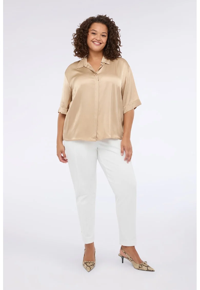 Pantaloni conici cu talie inalta, Alb