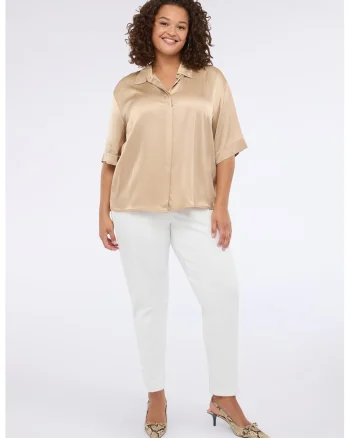 Pantaloni conici cu talie inalta, Alb