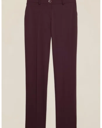 Pantaloni drepti cu pliuri, Violet pruna