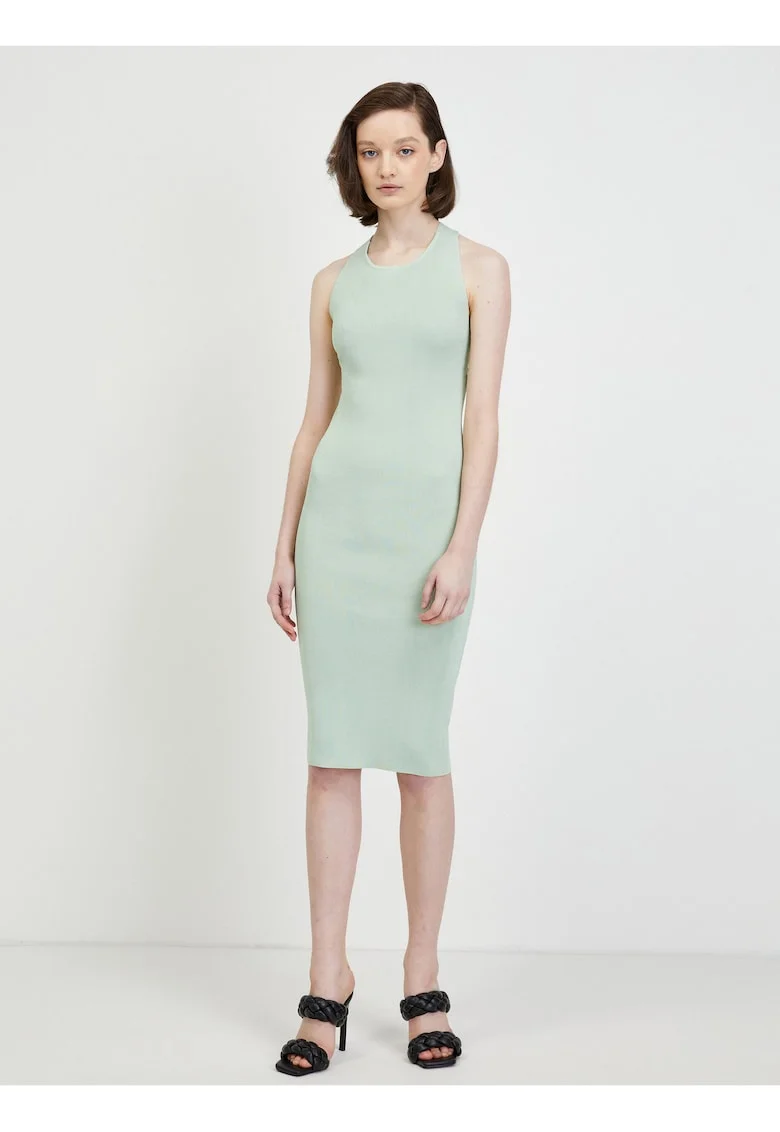 Rochie-pulover cu model uni, fara maneci