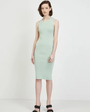 Rochie-pulover cu model uni, fara maneci