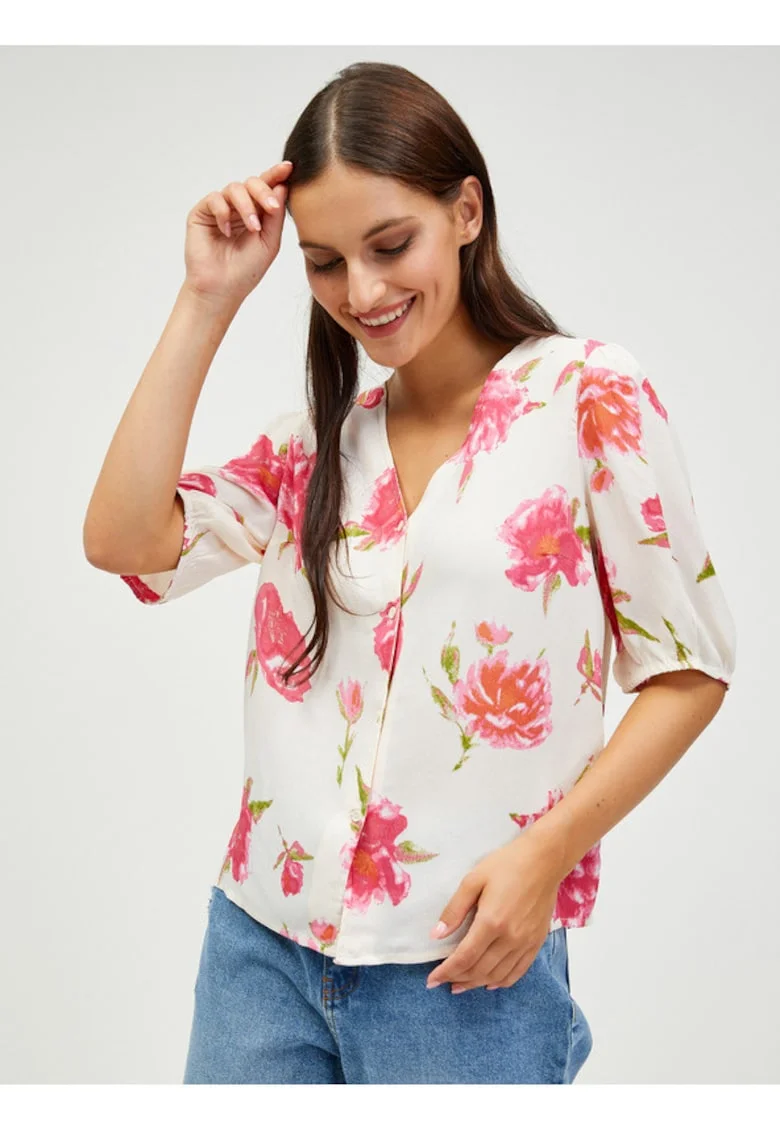 Bluza cu imprimeu floral si nasturi Tianna