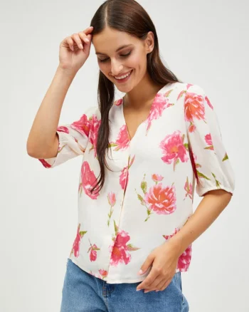 Bluza cu imprimeu floral si nasturi Tianna