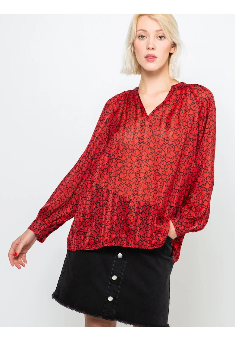 Bluza semitransparenta cu decolteu in V,