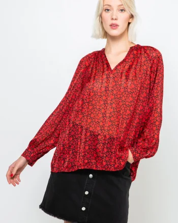 Bluza semitransparenta cu decolteu in V,