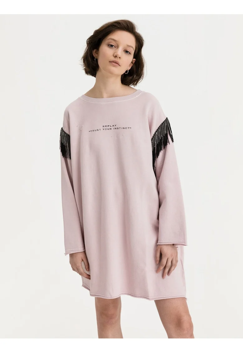 Rochie sport din bumbac cu maneci lungi si buzunare