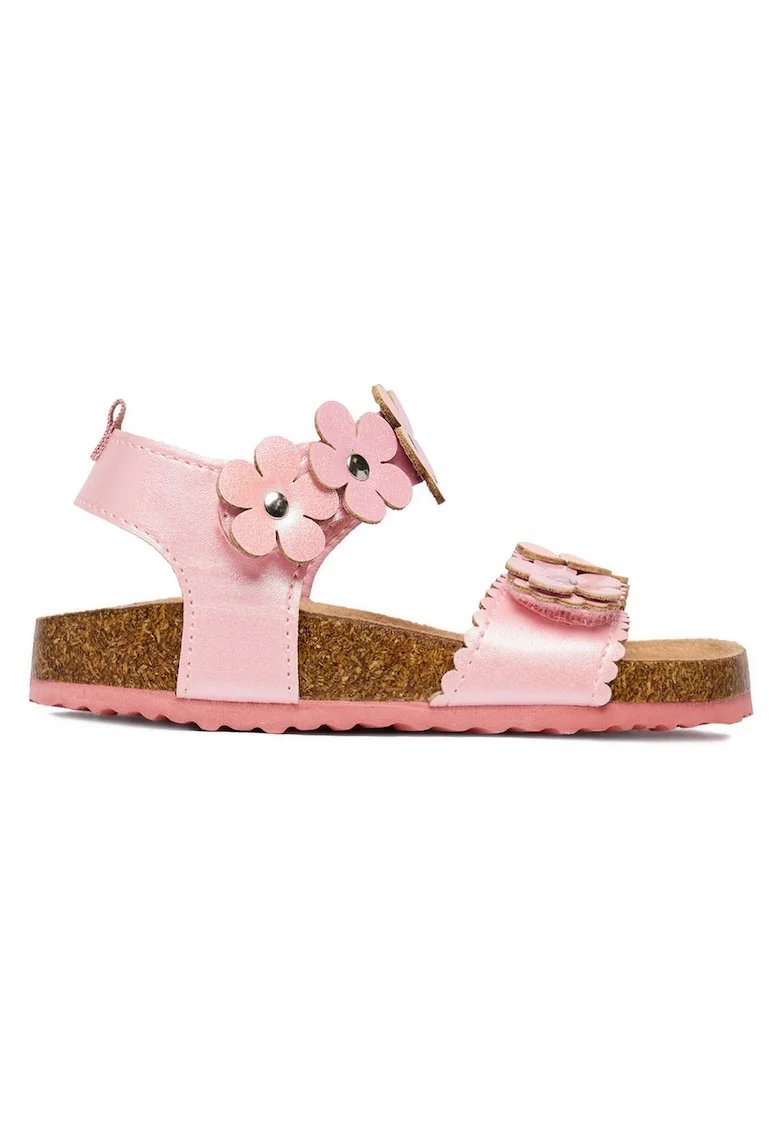 Sandale fete  roz cu decor floral, Roz