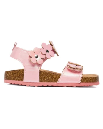 Sandale fete  roz cu decor floral, Roz