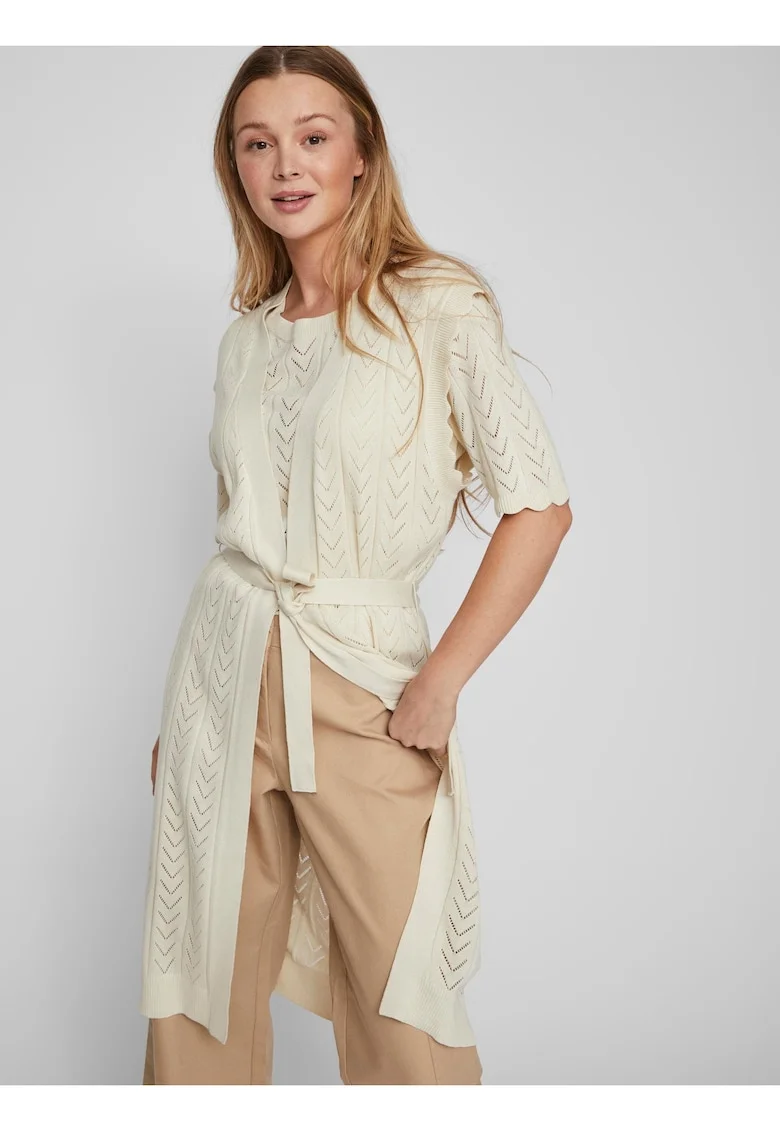 Cardigan lung cu cord in talie