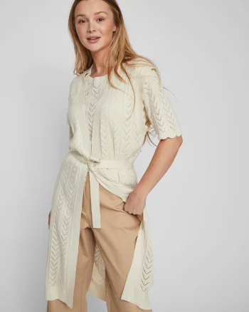Cardigan lung cu cord in talie