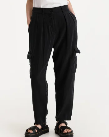 Pantaloni cargo cu talie inalta