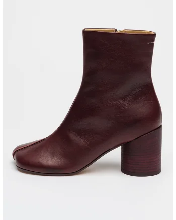 Botine de piele cu toc masiv, Violet