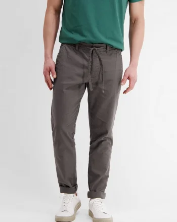 Pantaloni din amestec de in cu snur de ajustare