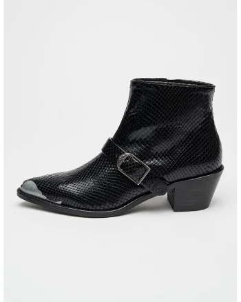 Botine de piele cu toc cubanez Tylow, Negru