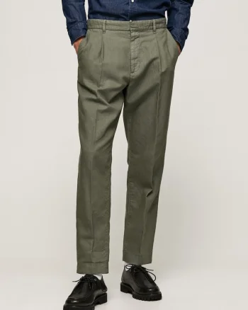 Pantaloni din amestec de in cu croiala regular