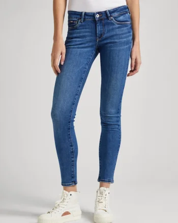 Blugi skinny crop cu talie joasa