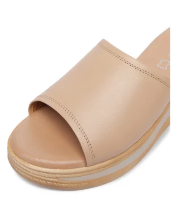 Papuci  bej, piele naturala, Bej
