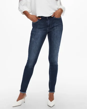 Blugi skinny uni cu talie medie Blush