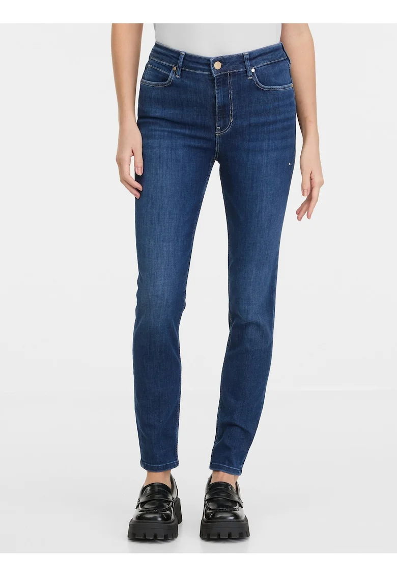 Blugi uni skinny cu talie medie