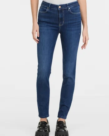 Blugi uni skinny cu talie medie