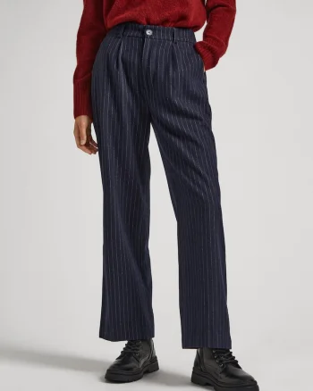 Pantaloni cu croiala dreapta si dungi