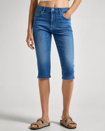 Bermude din denim cu talie medie