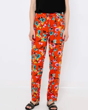 Pantaloni cu imprimeu floral conici