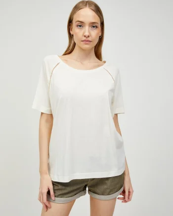 Tricou din amestec de bumbac cu model striat