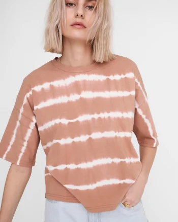 Tricou din bumbac cu model in dungi