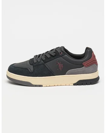 Pantofi sport cu insertii din piele intoarsa, Bleumarin