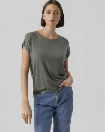 Tricou uni cu decolteu la baza gatului