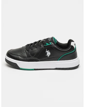 Pantofi sport din piele ecologica Leni, Verde/Negru