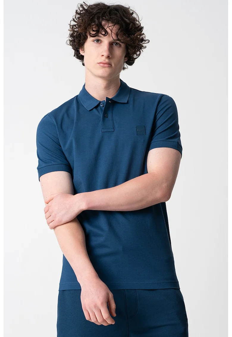 Tricou polo slim fit Passenger, Albastru petrol