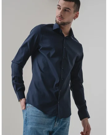 Camasa slim fit din amestec de lyocell, Albastru ultramarin