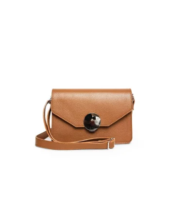 Geanta dama piele,  Carmen, bizonat coniac, 22 x 10 x 15 cm