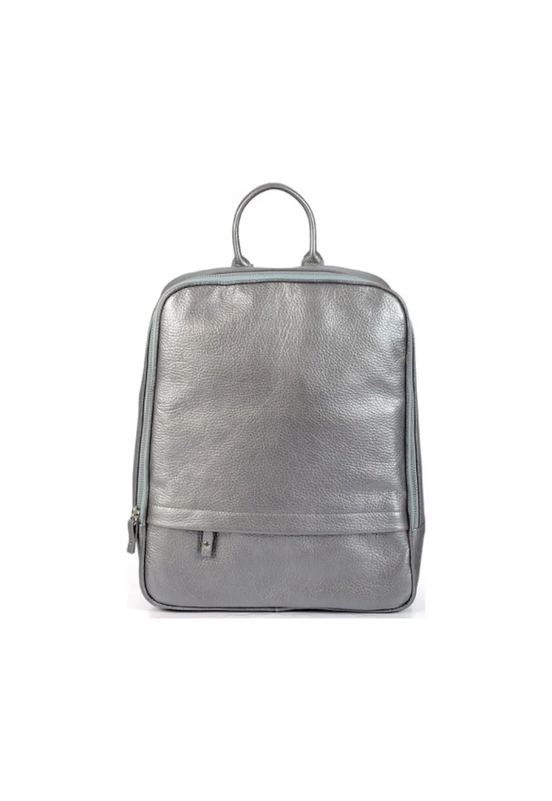 Geanta dama piele,  Rucsac 2, argintiu, 28x15x28 cm