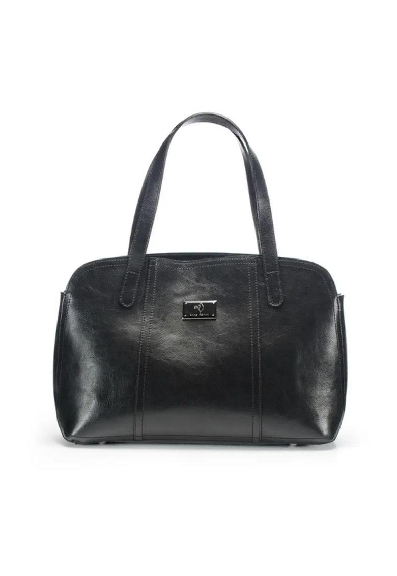 Geanta dama piele,  Papion mijlociu, negru, 37x10x24 cm