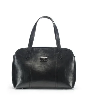 Geanta dama piele,  Papion mijlociu, negru, 37x10x24 cm