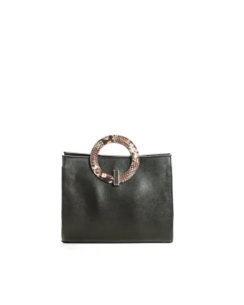 Geanta dama piele,  Olivia, sarpe negru, 22 x 10 x 17 cm
