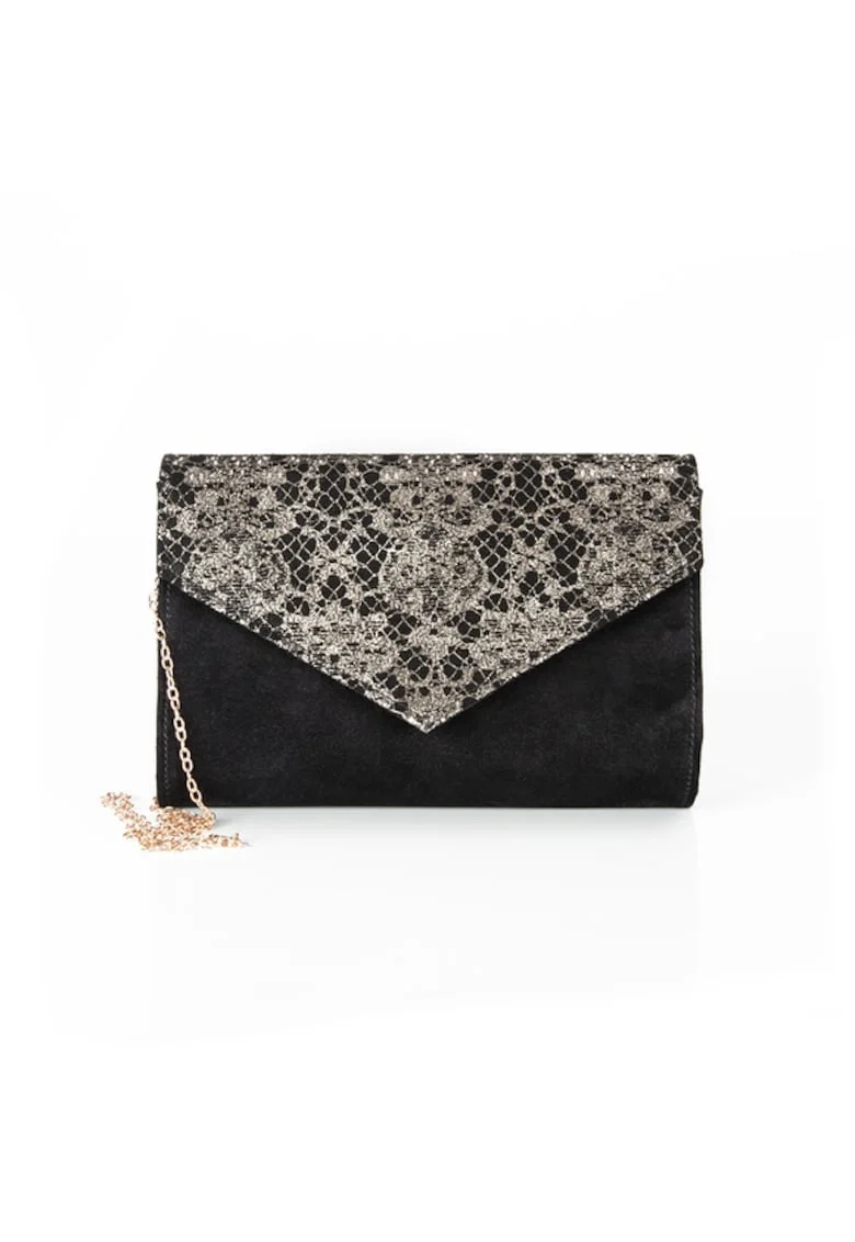 Geanta dama piele,  Plic One mic, negru, 22x5x15 cm