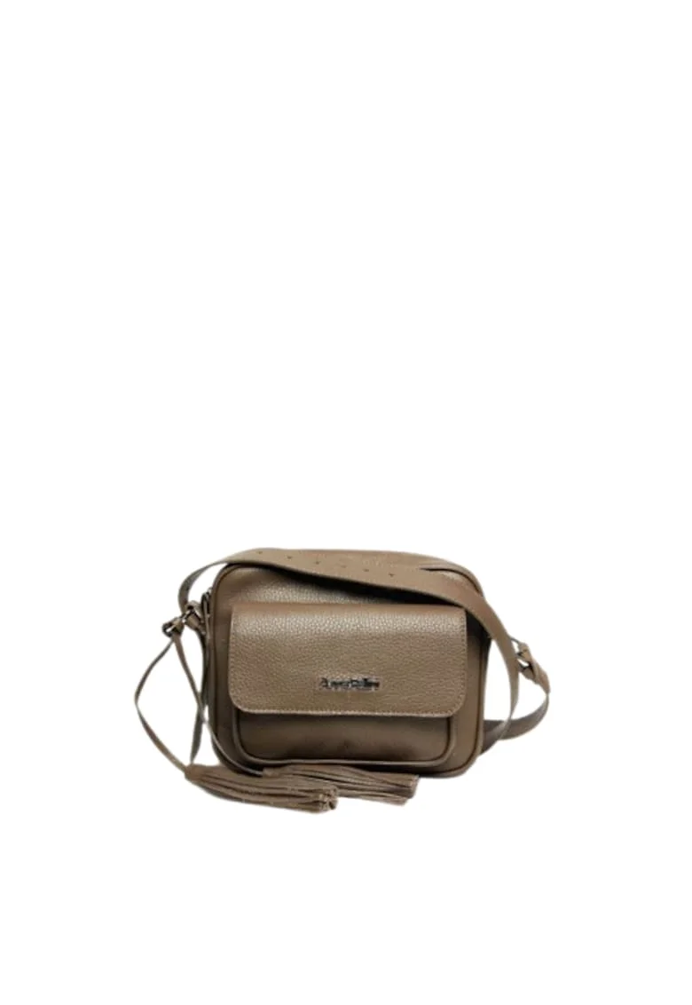 Geanta dama piele,  Lucy, grej, 22x10x17 cm