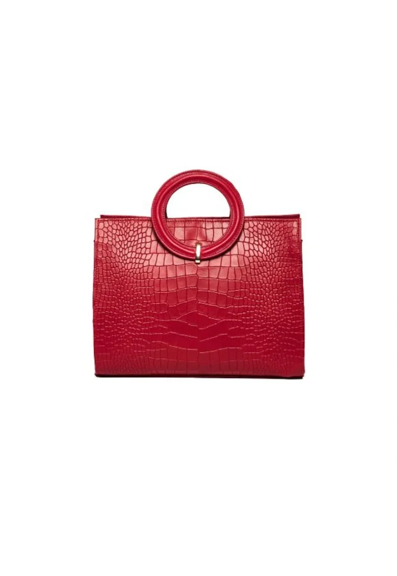 Geanta dama piele,  Otilia, rosu, 29x10x22 cm
