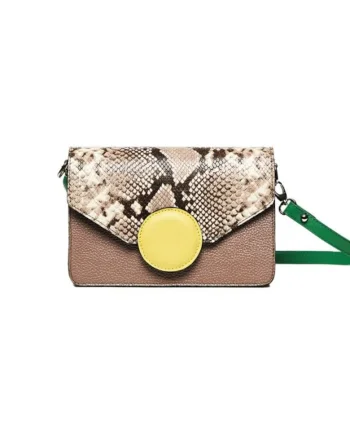 Geanta dama piele,  Carmen, grej galben verde, 22x10x15 cm