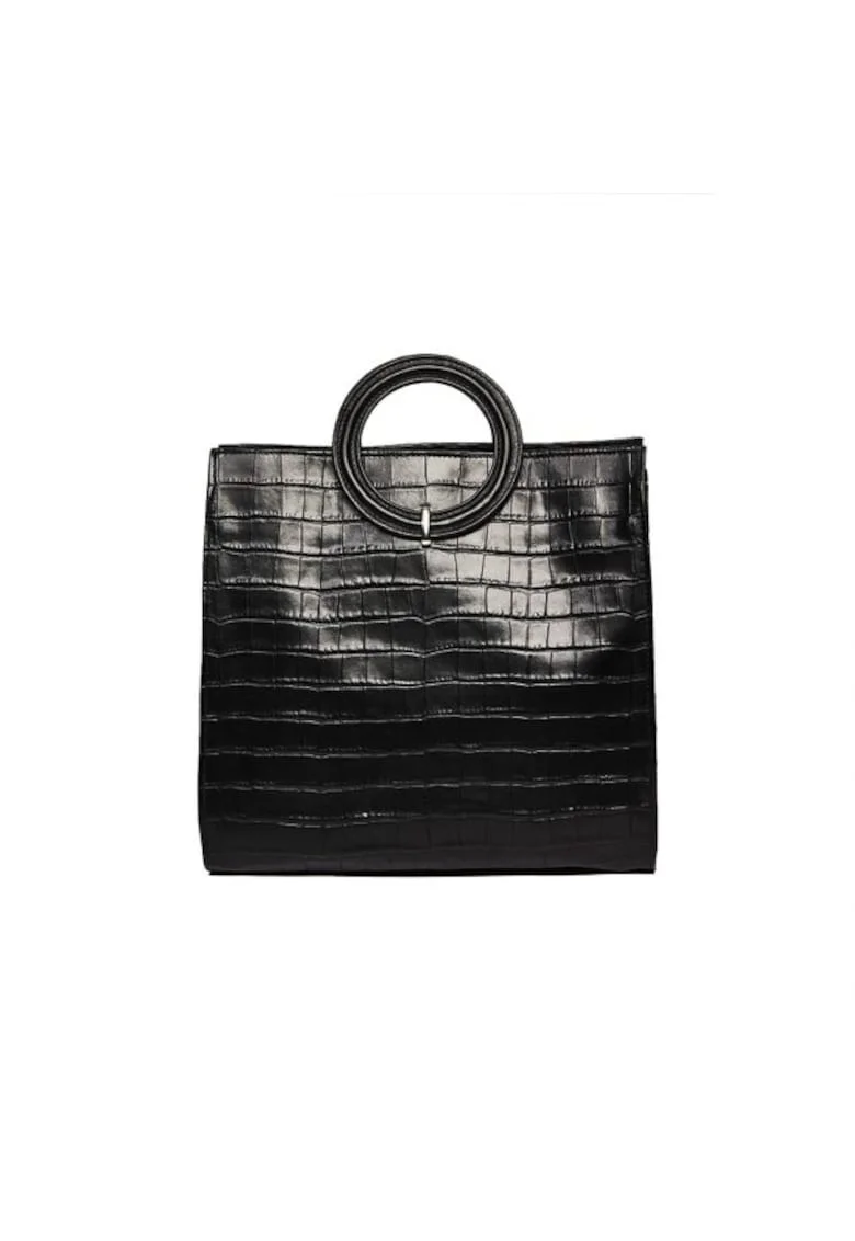 Geanta dama piele,  Olimpia, neagra, 22x10x17 cm