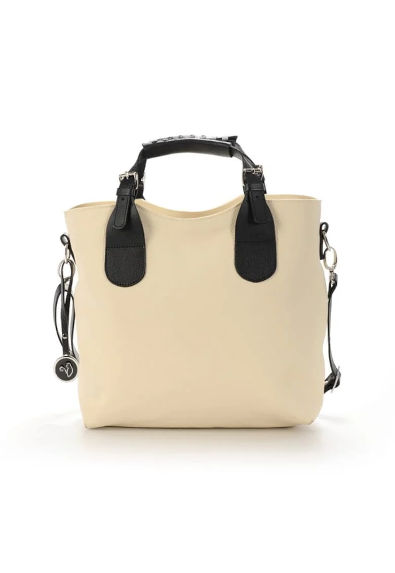 Geanta dama piele,  Cosulet Z mare, crem, 33x12x32 cm
