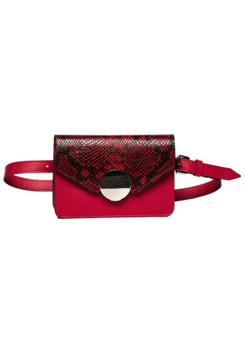 Geanta dama piele,  Cora, rosu fuxia, 22x10x15 cm