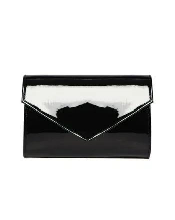 Geanta dama piele,  Plic one mic, lac negru, 22x5x15 cm