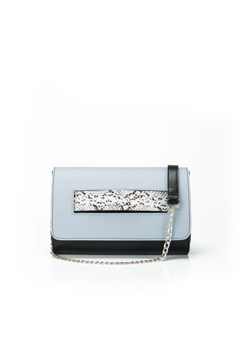 Geanta dama piele,  Lara, bleu, 26x9x19 cm