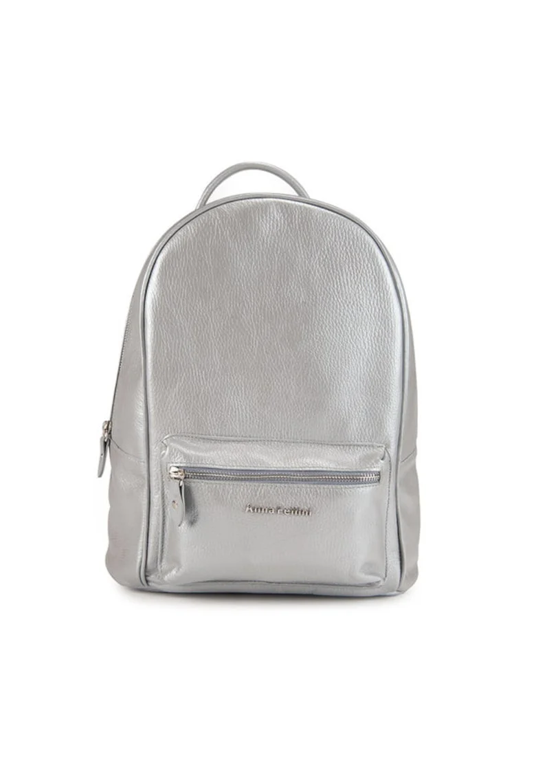 Geanta dama piele,  Rucsac 3 mare, gri, 29x16x35 cm